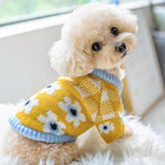 Floral Dog Christmas Sweater Red Yellow Knit Cotton Red Yellow Winter Soft Comfort Pet Coat Jacket Clothing For Cat Small Puppy