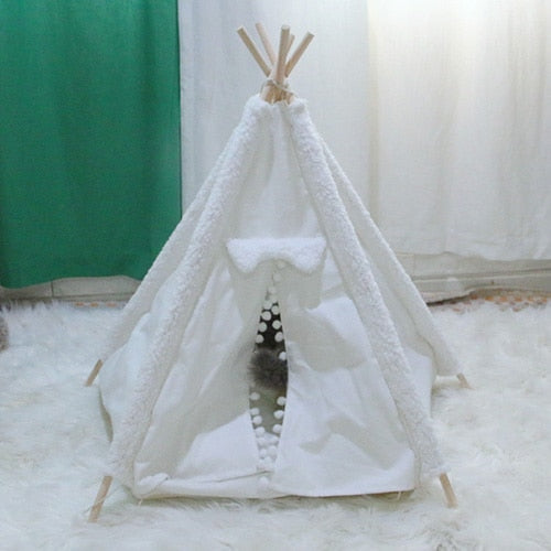 Portable Dog Tent Pet Teepee Foldable Cat Tent Dog Kennel Puppy Bed House Washable Cushion Contain Super Thick Mats