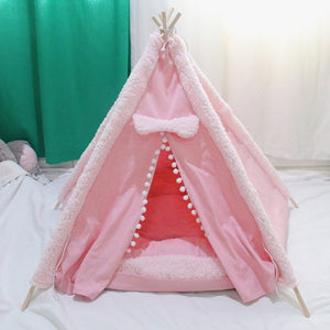 Portable Dog Tent Pet Teepee Foldable Cat Tent Dog Kennel Puppy Bed House Washable Cushion Contain Super Thick Mats