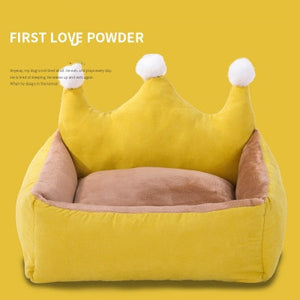 Pet Cat Dog Bed Cute Crown Shape Suitable for Small and Medium Dogs Cat Bed Bite Detachable and Washable Warm Winter Teddy Nest