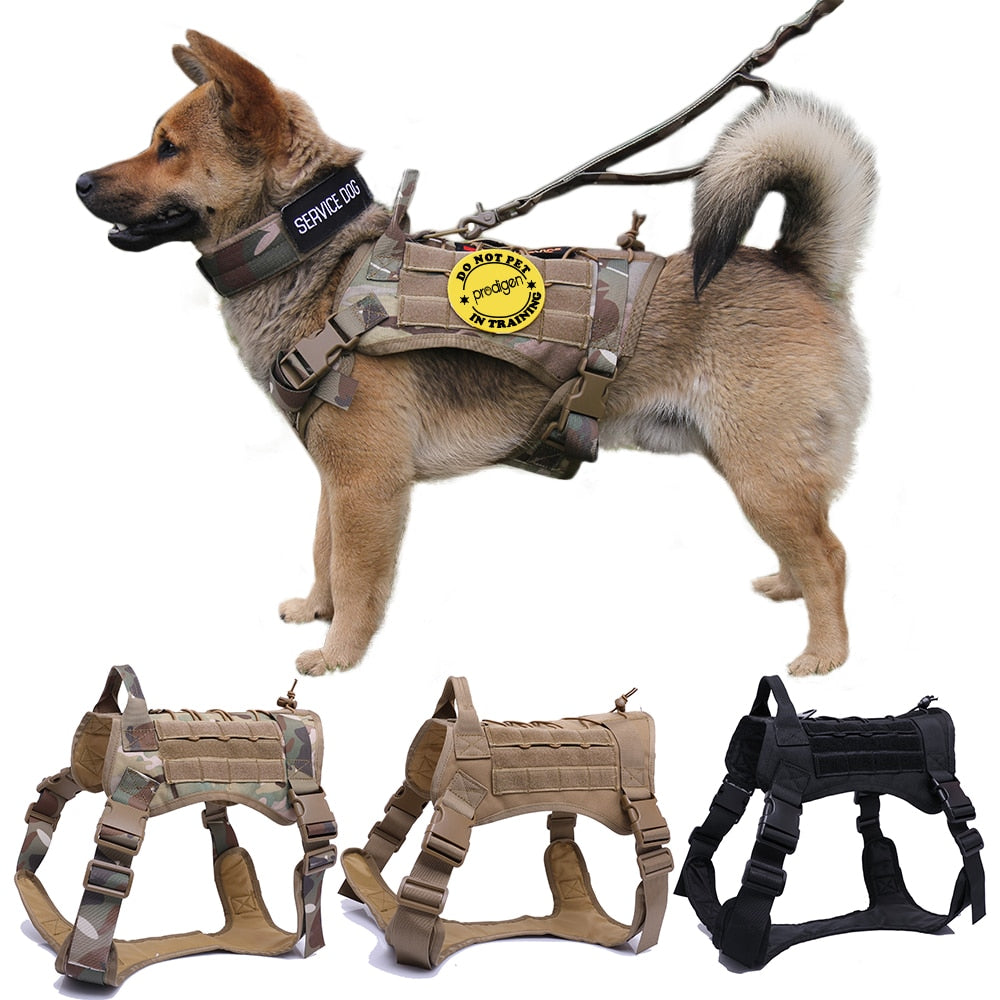 Military Tactical Dog Harness German Shepherd Pet Dog Vest With Handle Nylon Bungee Dog Leash Harness For Small Large Dogs Puppy