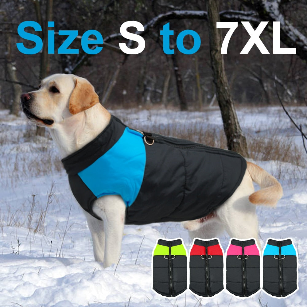 Clothes for Large Dogs Waterproof Dog Vest Jacket Winter Nylon Dogs Clothing for Dogs Chihuahua Labrador Blue Pink