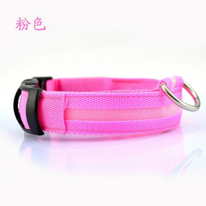 Nylon LED Pet dog Collar,Night Safety Flashing Glow In The Dark Dog Leash,Dogs Luminous Fluorescent Collars Pet Supplies