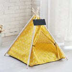 Pet Teepee Dog & Cat Bed White Canvas Dog Cute House - Portable Washable Dog Tents for Dog(Puppy) & Cat Pet (with Cushion)